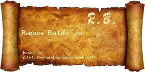 Rapos Balázs névjegykártya